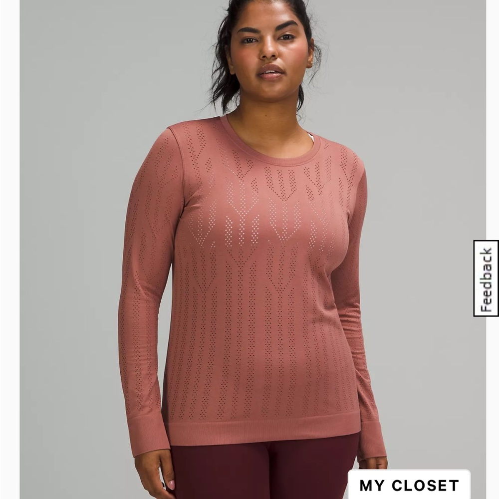 Lululemon Swiftly breathe long sleeve shirt fetching lines spiced chai size 6